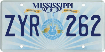 MS license plate ZYR262