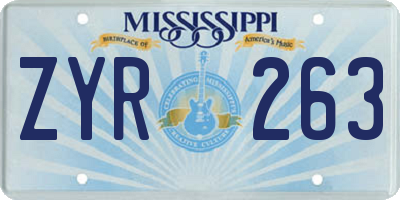 MS license plate ZYR263