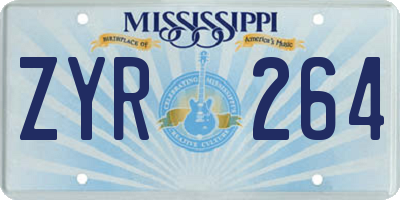MS license plate ZYR264