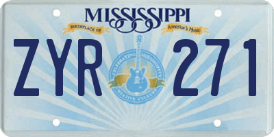 MS license plate ZYR271