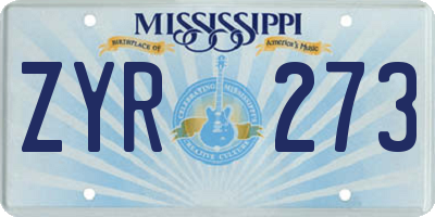 MS license plate ZYR273