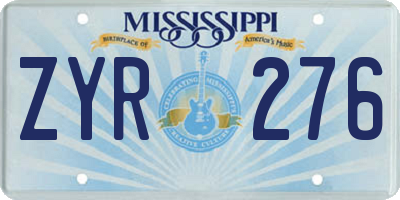 MS license plate ZYR276