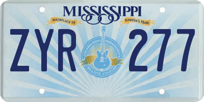 MS license plate ZYR277