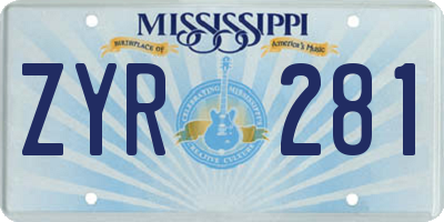 MS license plate ZYR281