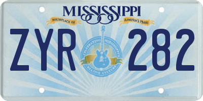 MS license plate ZYR282
