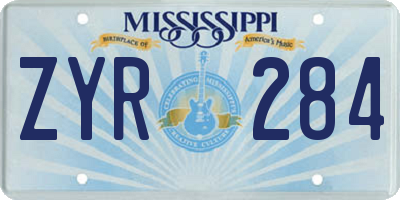 MS license plate ZYR284
