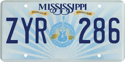 MS license plate ZYR286