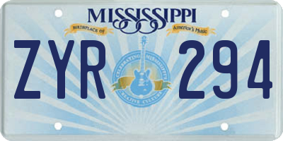MS license plate ZYR294