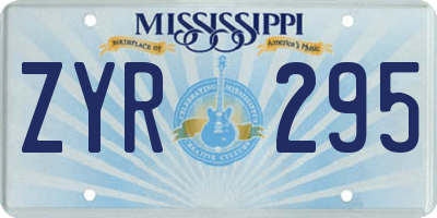MS license plate ZYR295