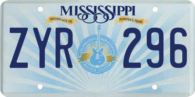 MS license plate ZYR296