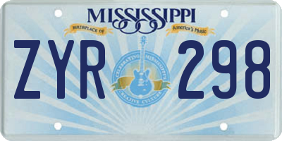 MS license plate ZYR298