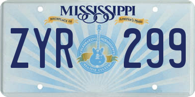 MS license plate ZYR299