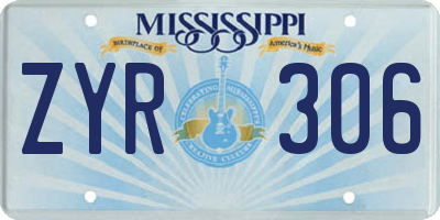 MS license plate ZYR306