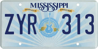 MS license plate ZYR313