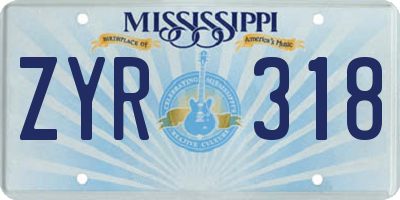 MS license plate ZYR318
