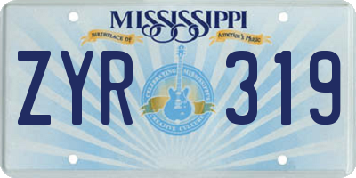 MS license plate ZYR319