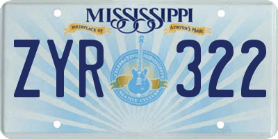 MS license plate ZYR322
