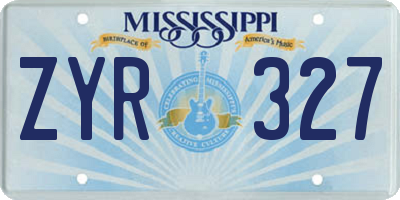 MS license plate ZYR327
