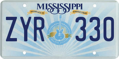MS license plate ZYR330