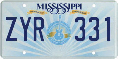 MS license plate ZYR331