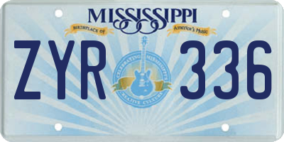 MS license plate ZYR336