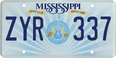 MS license plate ZYR337