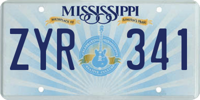 MS license plate ZYR341