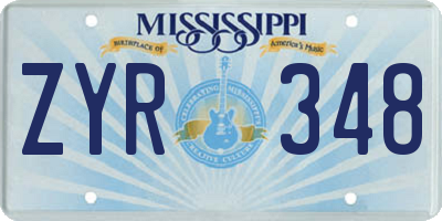 MS license plate ZYR348