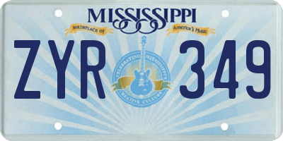 MS license plate ZYR349