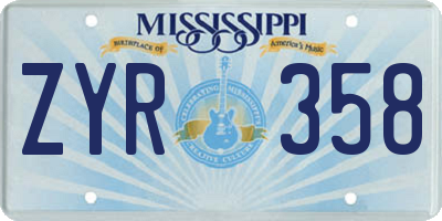MS license plate ZYR358
