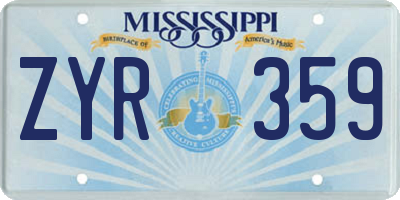 MS license plate ZYR359