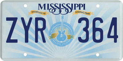 MS license plate ZYR364