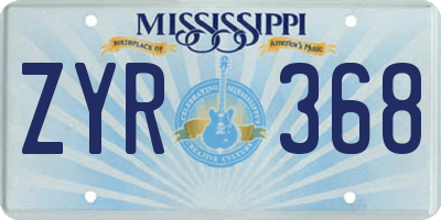 MS license plate ZYR368