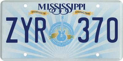 MS license plate ZYR370