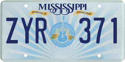 MS license plate ZYR371