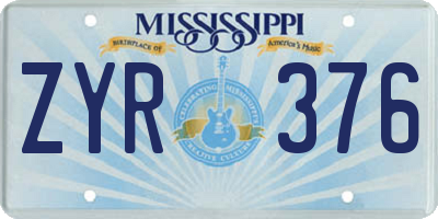 MS license plate ZYR376