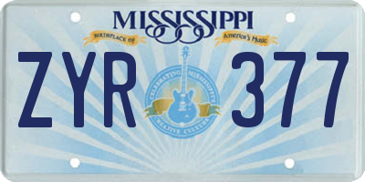 MS license plate ZYR377