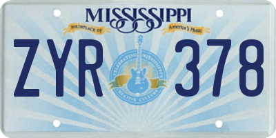 MS license plate ZYR378