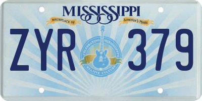 MS license plate ZYR379
