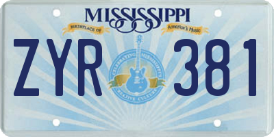 MS license plate ZYR381