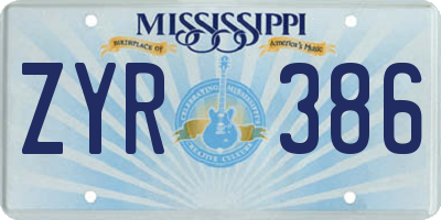MS license plate ZYR386