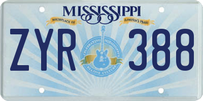 MS license plate ZYR388