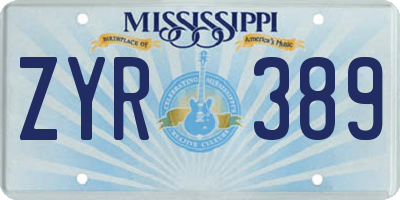 MS license plate ZYR389