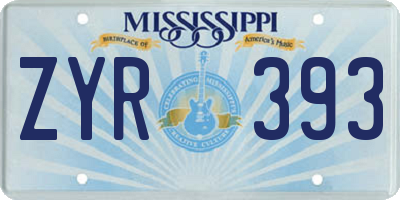 MS license plate ZYR393