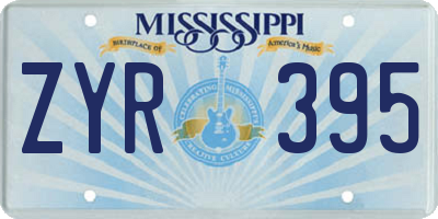 MS license plate ZYR395