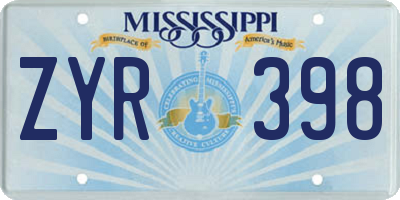 MS license plate ZYR398