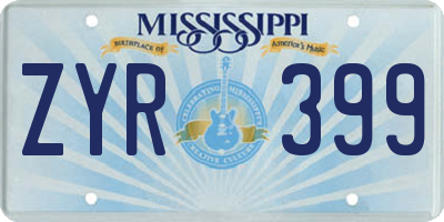 MS license plate ZYR399