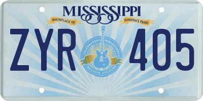 MS license plate ZYR405