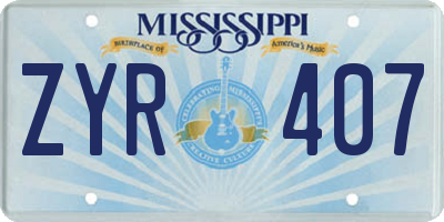 MS license plate ZYR407