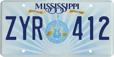 MS license plate ZYR412
